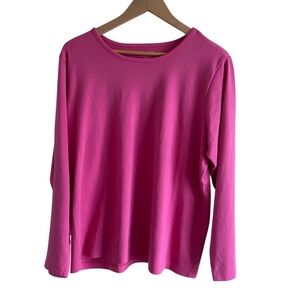 L.L. Bean Pima Cotton Tee Woman 1X Pink Long-Sleeve Crewneck Gorpcore Preppy